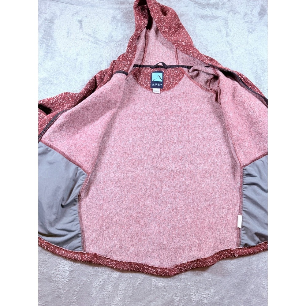 Iceburg Outerwear Fleece Zip Hoodie Jacket Mens L Maroon Speckled Full Zip - Picture 6 of 7